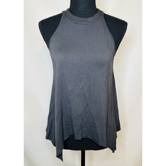 American‎ Eagle AE Soft & Sexy Halter Neck Tank Top XS Gray Black Asymmetric Hem - Picture 1 of 10